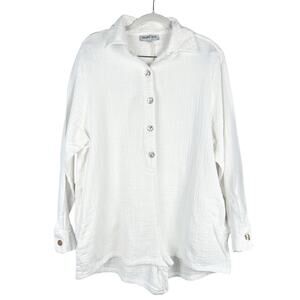Maurie + Eve White‎ Muslin Cotton Long Sleeve Button Up Romper Sz 10 Breathable